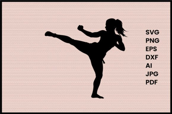 A Woman Kickboxing Illustration
