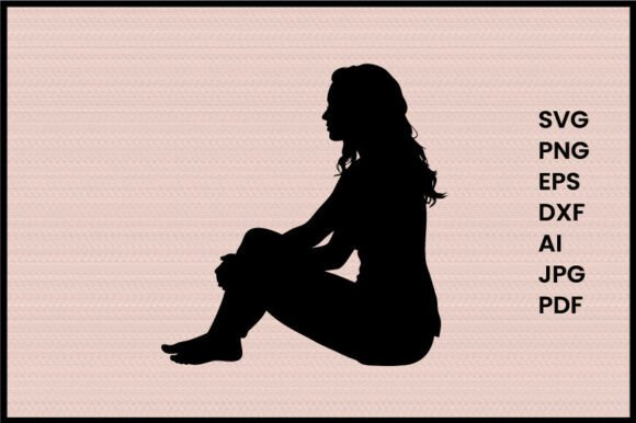 A Woman Sitting Illustration Silhouette