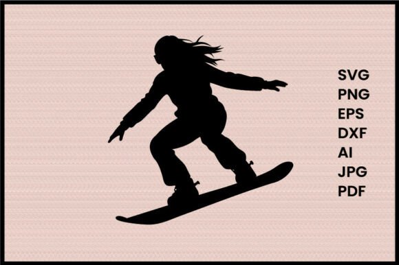 A Woman Snowboarding Illustration