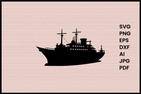 American Ship Illustration Silhouette