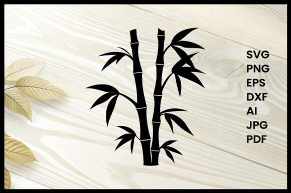 Bamboo Stalk Illustration Silhouette for Real Embroidery Projects