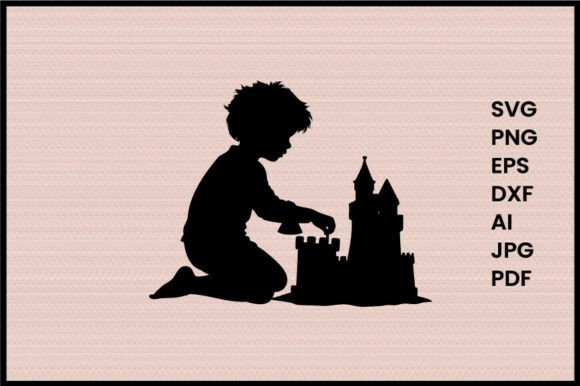Child Building Sandcastle Illustration