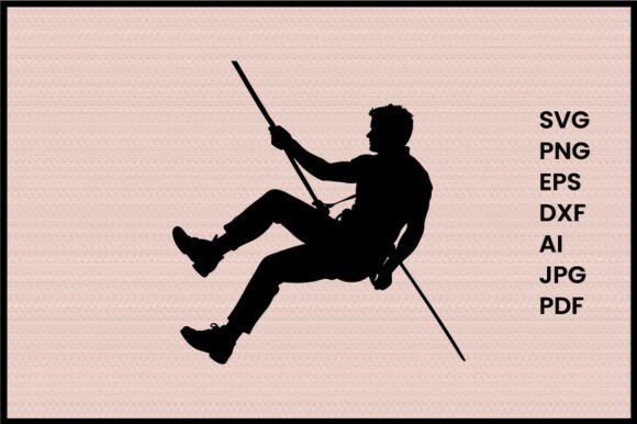 Climber Hanging Rope Illustration