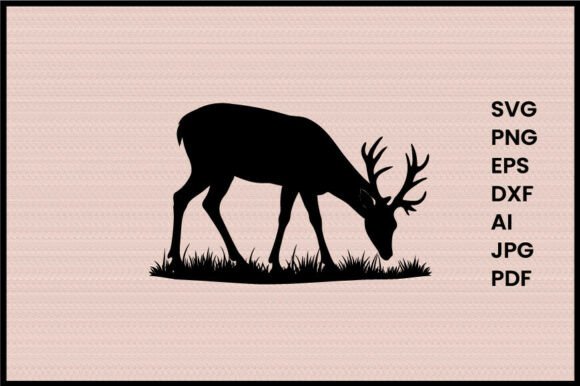 Deer Grazing on Meadow Illustration
