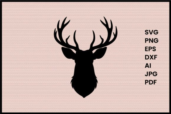 Deer Head in Woodland Illustration