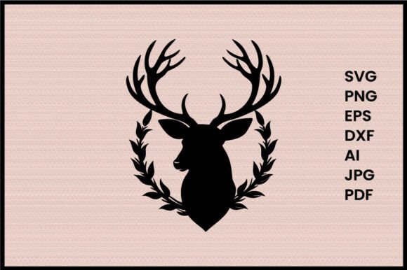 Deer Head with Wreath Illustration