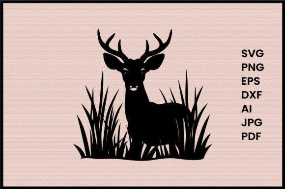 Deer Hiding in Tall Grass Illustration