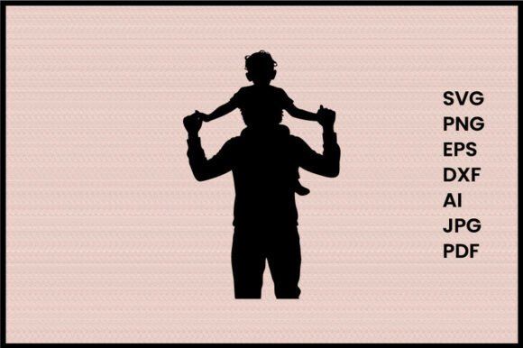 Father Carrying Child Illustration
