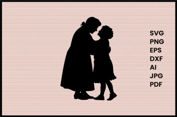 Grandmother Hugging Granddaughter Silho