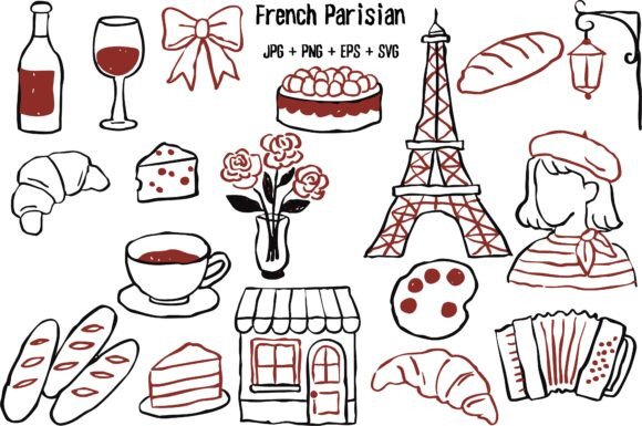 Hand Drawn French Parisian Eiffel Tower