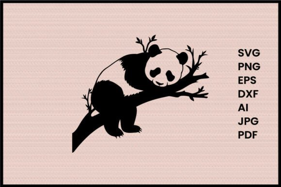 Panda Sleeping on Tree Illustration