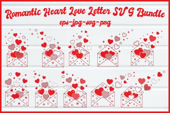 Romantic Heart Love Letter SVG Bundle