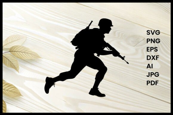 Soldier Running Illustration Silhouette