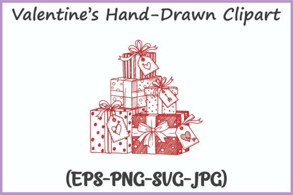 Whimsical Valentines Doodle Clipart SVG